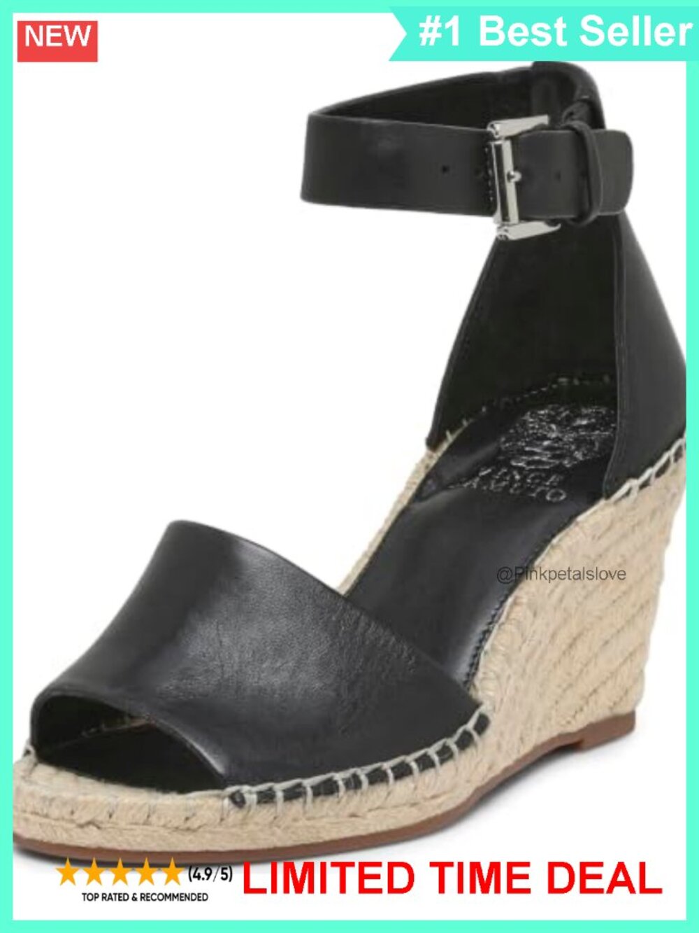 Espadrille Wedge Sandals Leather Ankle Strap Buckle Open Toe